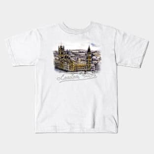 Watercolor hand drawn colorful illustration of London city view Kids T-Shirt